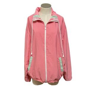 Ellesse Womens Vintage 90s Pink Pastel Geometric Zip Up Windbreaker Jacket Sz L
